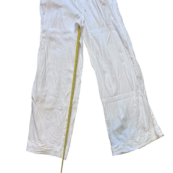 A New Day Woman’s White Mid rise Wide Leg Lightweight Linen Pants Size Medium - Picture 6 of 12